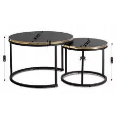 ARON Fekete Márvány/Arany Asztal Garnitúra