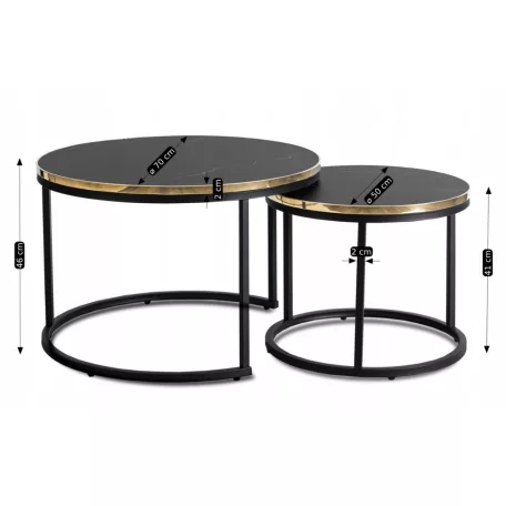 ARON Fekete Márvány/Arany Asztal Garnitúra