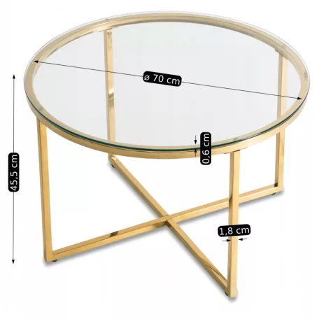 FLIP Üvegasztal Átlátszó/Arany