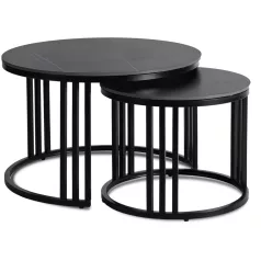 JERRY Kerámia Asztal Garnitúra Fekete Márvány/Fekete