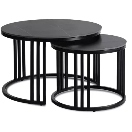 JERRY Kerámia Asztal Garnitúra Fekete Márvány/Fekete