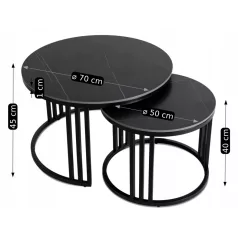 JERRY Kerámia Asztal Garnitúra Fekete Márvány/Fekete