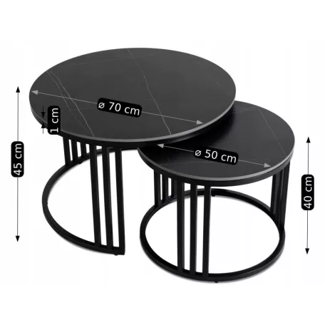 JERRY Kerámia Asztal Garnitúra Fekete Márvány/Fekete