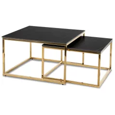 TENOR Kerámia Asztal Garnitúra Fekete Márvány/Arany