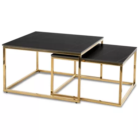 TENOR Kerámia Asztal Garnitúra Fekete Márvány/Arany