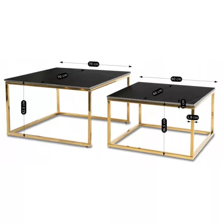 TENOR Kerámia Asztal Garnitúra Fekete Márvány/Arany