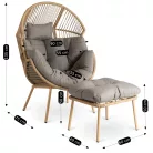 PORTLAND Szürke Kerti Lounge Fotel Lábtartóval