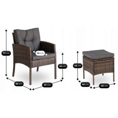 ATLANTA Barna Kerti Bútor Garnitúra