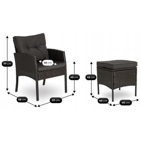 ATLANTA fekete kerti bútor szett