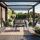 MINNESOTA kerti bútor szett fekete színben