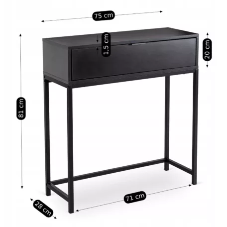 PETRA Fekete Fésülködőasztal