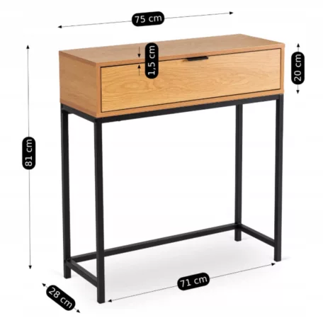 PETRA Fésülködőasztal Tölgy/Fekete