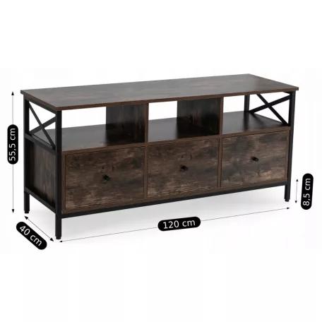 ZONE TV szekrény 120 cm Fiókokkal, Rusztikus Tölgyfa