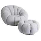 PETTIT Forgószék Puffal, Szürke Boucle