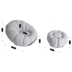 PETTIT Forgószék Puffal, Szürke Boucle