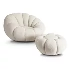 PETTIT Forgószék krémszínű buklé puffal