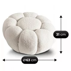 PETTIT Forgószék krémszínű buklé puffal