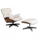 PALERMO Lounge Fotel Lábtartóval, Fehér Boucle