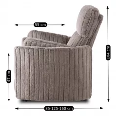 RAUL Dönthető Fotel Szürke Plüss Huzattal