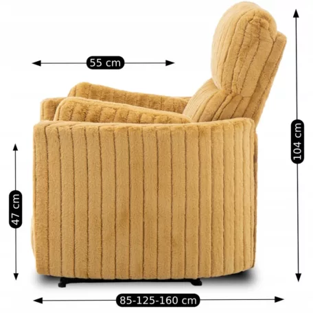 RAUL Dönthető Fotel Mustárszín Plüss Huzattal