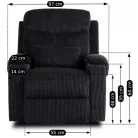 TORRES fekete kordbársony dönthető fotel