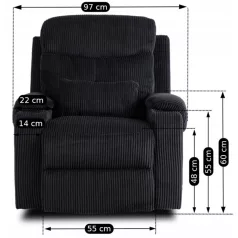 TORRES fekete kordbársony dönthető fotel