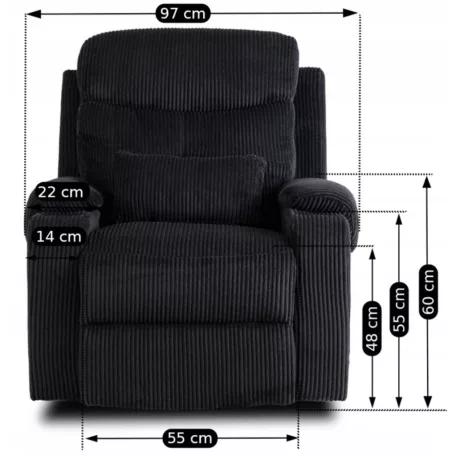 TORRES fekete kordbársony dönthető fotel