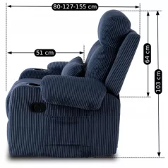 TORRES sötétkék kordbársony dönthető fotel