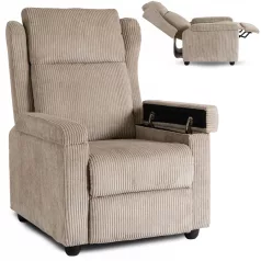 SPENCER bézs kordbársony dönthető fotel