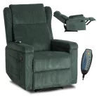 SEBASTIAN zöld kordbársony dönthető masszázsfotel