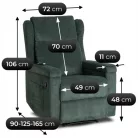 SEBASTIAN zöld kordbársony dönthető masszázsfotel