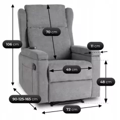 SEBASTIAN dönthető masszázsfotel szürke szövetből