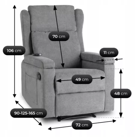 SEBASTIAN dönthető masszázsfotel szürke szövetből