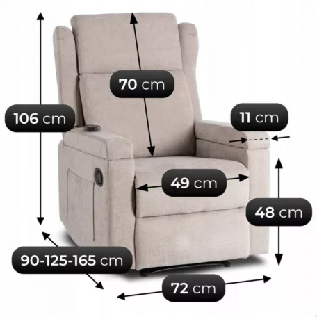 SEBASTIAN dönthető masszázsfotel bézs szövettel