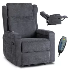   SEBASTIAN dönthető masszázsfotel sötétszürke szövettel