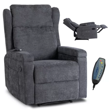 SEBASTIAN dönthető masszázsfotel sötétszürke szövettel