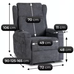   SEBASTIAN dönthető masszázsfotel sötétszürke szövettel
