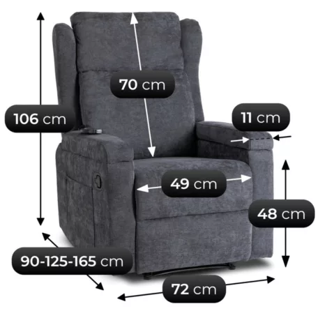 SEBASTIAN dönthető masszázsfotel sötétszürke szövettel