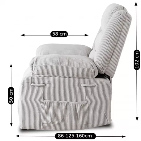 ARTURO szürke kordbársony dönthető fotel