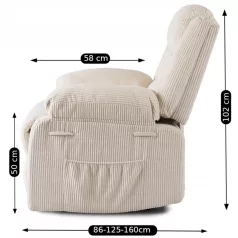 ARTURO bézs kordbársony dönthető fotel