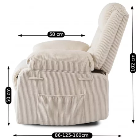 ARTURO bézs kordbársony dönthető fotel