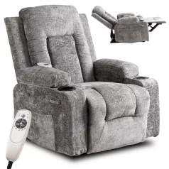 BOX dönthető masszázsfotel szürke bársonyból