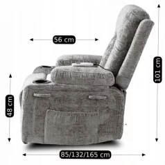 BOX dönthető masszázsfotel szürke bársonyból