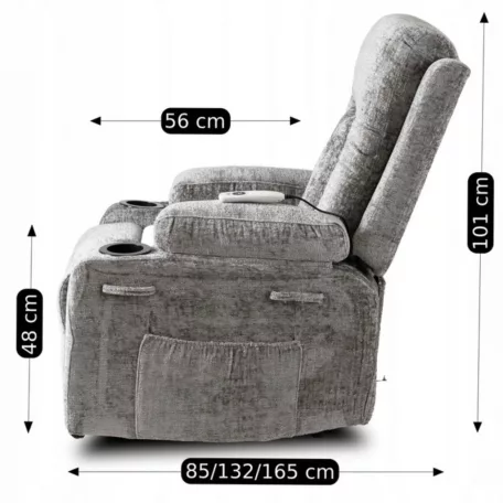 BOX dönthető masszázsfotel szürke bársonyból