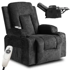 BOX fekete bársony dönthető masszázsfotel