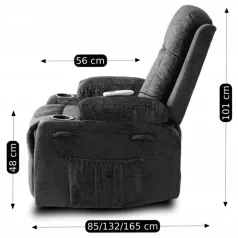 BOX fekete bársony dönthető masszázsfotel
