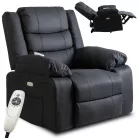 JASPER Elektromos Dönthető Masszázsfotel, Fekete, Ökobőr