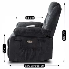 JASPER Elektromos Dönthető Masszázsfotel Fekete