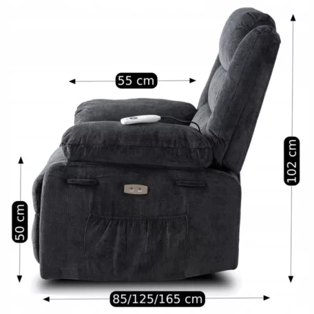 JASPER Elektromos Dönthető Masszázsfotel Fekete