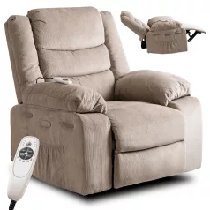 JASPER Elektromos Dönthető Masszázsfotel Bézs